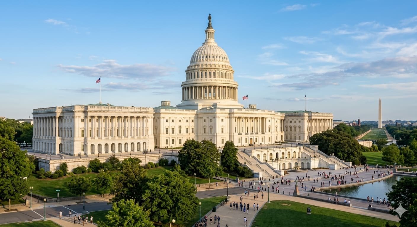US Capitol building exterior as Congress debates three competing proposals to close Social Security's 25 trillion dollar funding gap in 2026