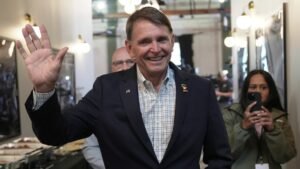 Ed Gallrein celebrating victory in Kentucky's 4th Congressional District Republican primary defeating 4-term incumbent Thomas Massie May 20 2026