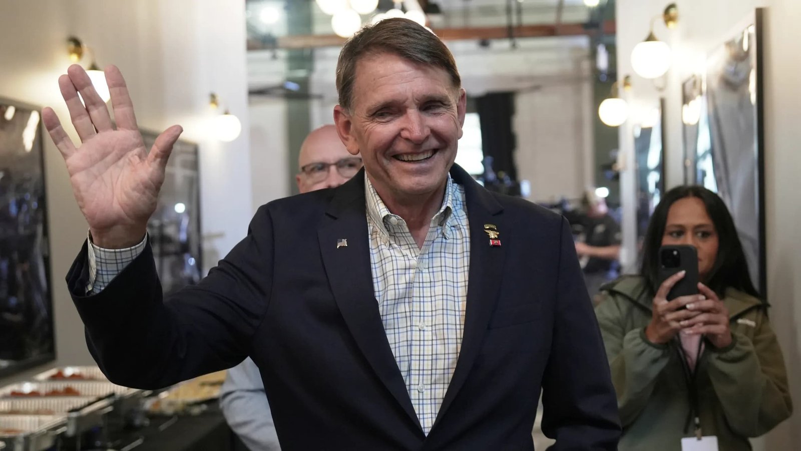 Ed Gallrein celebrating victory in Kentucky's 4th Congressional District Republican primary defeating 4-term incumbent Thomas Massie May 20 2026