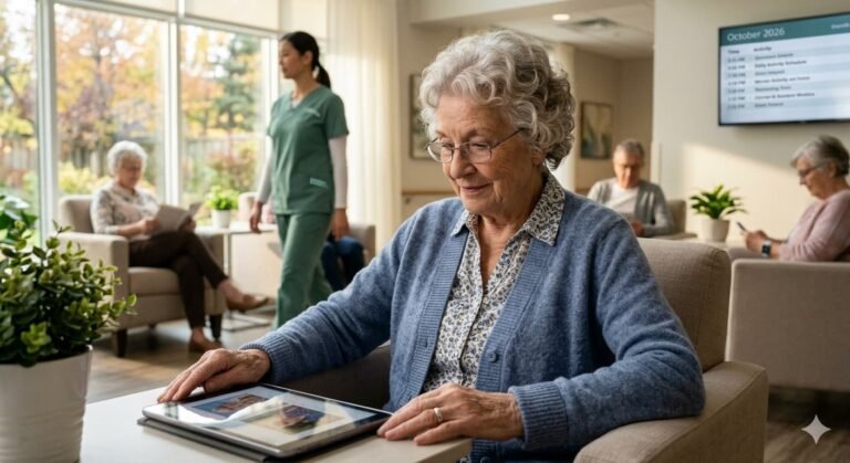 Elderly woman in nursing home representing $127,750 annual private room cost and 70% chance Americans over 65 will need long-term care services in 2026