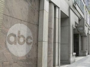 ABC News headquarters in New York as network files First Amendment legal brief with FCC accusing Trump administration of chilling constitutionally protected free speech over The View equal time dispute May 9 2026