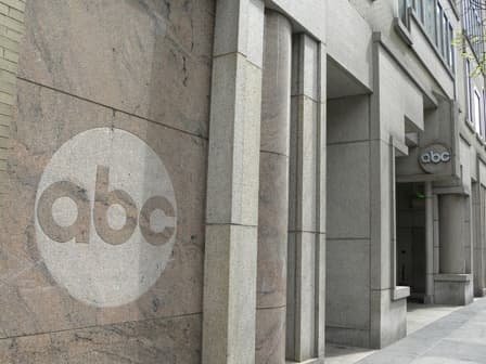 ABC News headquarters in New York as network files First Amendment legal brief with FCC accusing Trump administration of chilling constitutionally protected free speech over The View equal time dispute May 9 2026