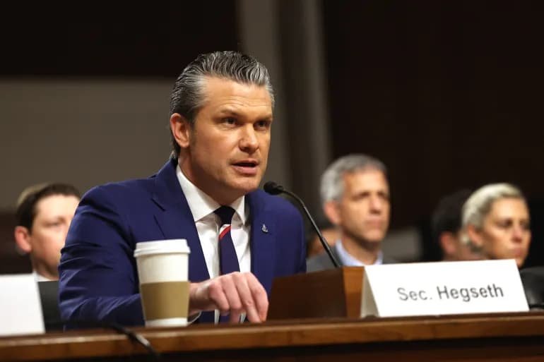 Defense Secretary Pete Hegseth testifying before Senate Armed Services Committee claiming ceasefire pauses War Powers Resolution 60 day deadline for Iran war April 30 2026