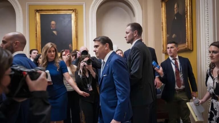 Acting Attorney General Todd Blanche arriving for closed-door meeting with Senate Republicans that heightened frustration over Anti-Weaponization Fund and derailed immigration bill vote May 2026
