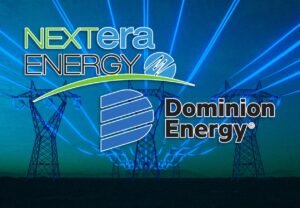 NextEra Energy and Dominion Energy corporate logos representing announcement of largest regulated electric utility merger in American history May 2026