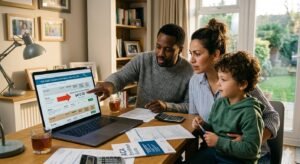 Family reviewing ACA marketplace health insurance premium increase notice showing 26 percent average rise for 2026 coverage year