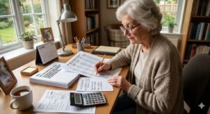 Retiree reviewing IRS RMD table and calculating required minimum distribution from traditional IRA or 401k account for 2026 tax year