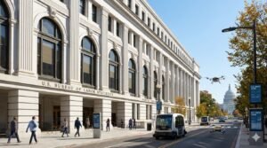 Bureau of Labor Statistics building Washington DC representing May 2026 jobs report releasing Thursday June 5 at 8:30 a.m. ET showing labor market deterioration amid Iran war inflation