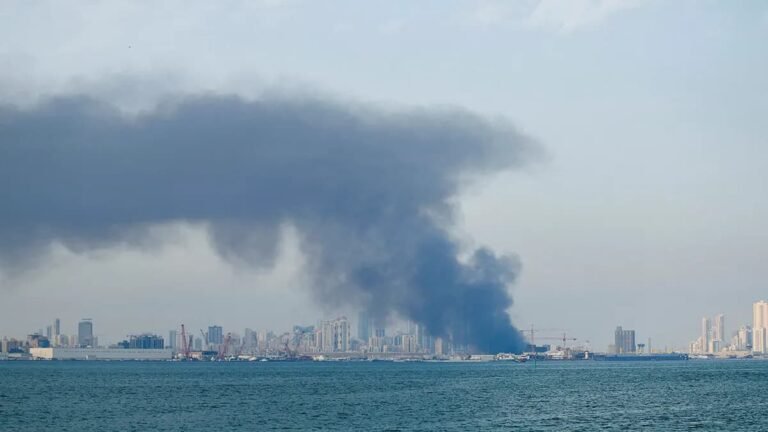 Smoke rising over Karaj Iran northwest of Tehran after US Tomahawk cruise missiles struck military targets in the city during CENTCOM's expanded June 10 2026 strikes